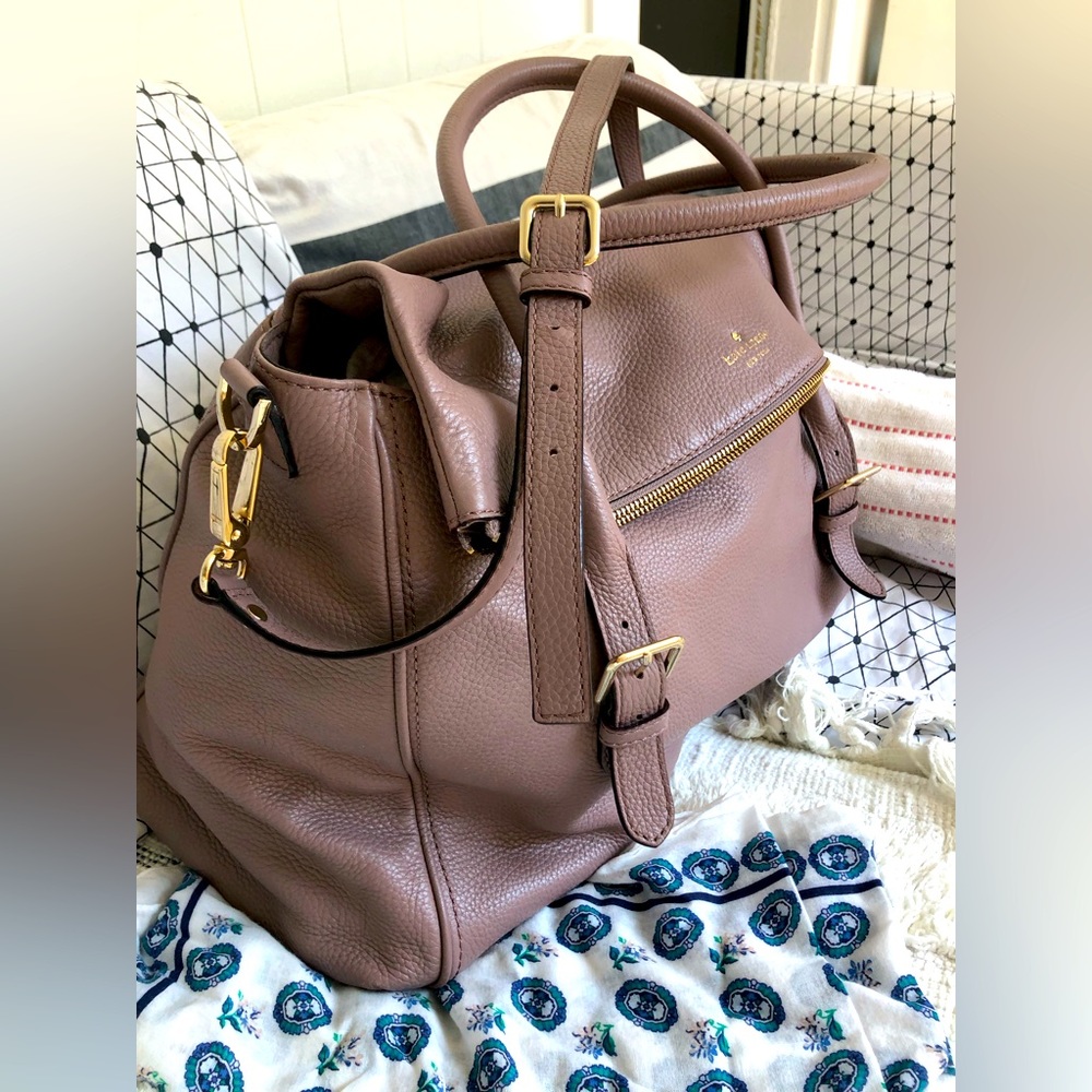 KATE SPADE - unique hard to find solid lavender leather weekender bag - LIKE NEW